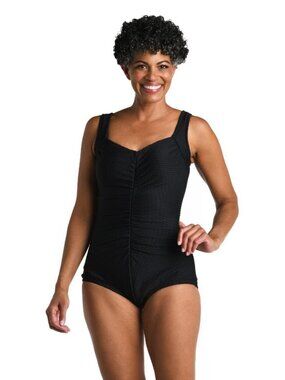 NWT Maxine of Hollywodd 1 Pc. Black Bathing Swim Suit. SZ 16